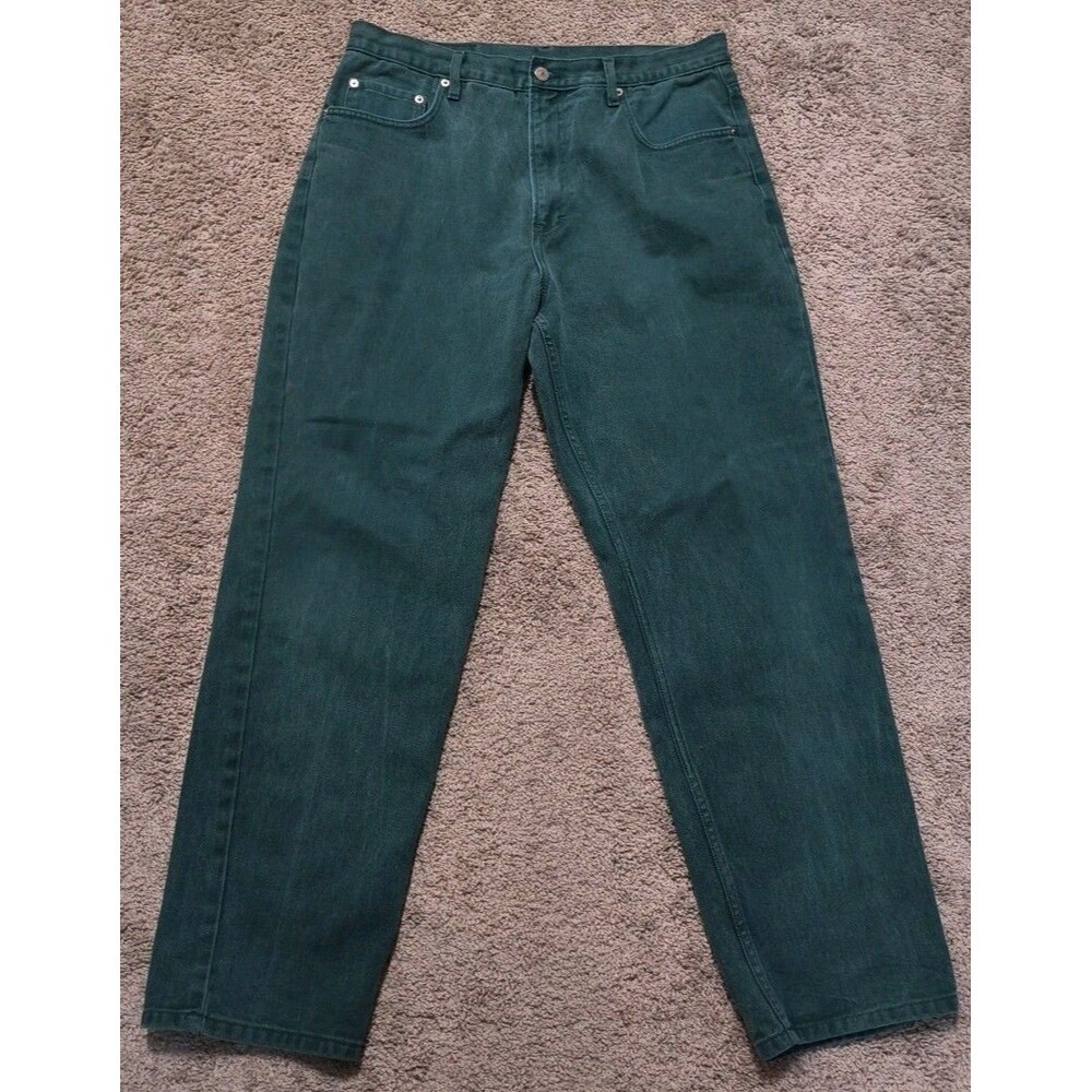 Vintage Jordache Jeans Men's 34x30.5 Green Denim Pants